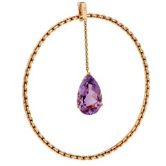 Used Louis Vuitton Amethyst Chain Pendant Necklace