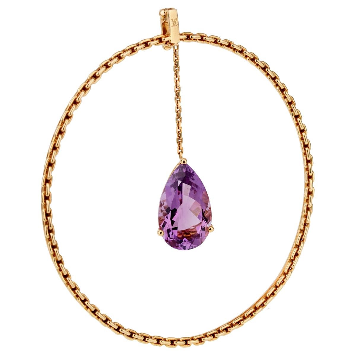 Louis Vuitton Amethyst Chain Pendant Necklace