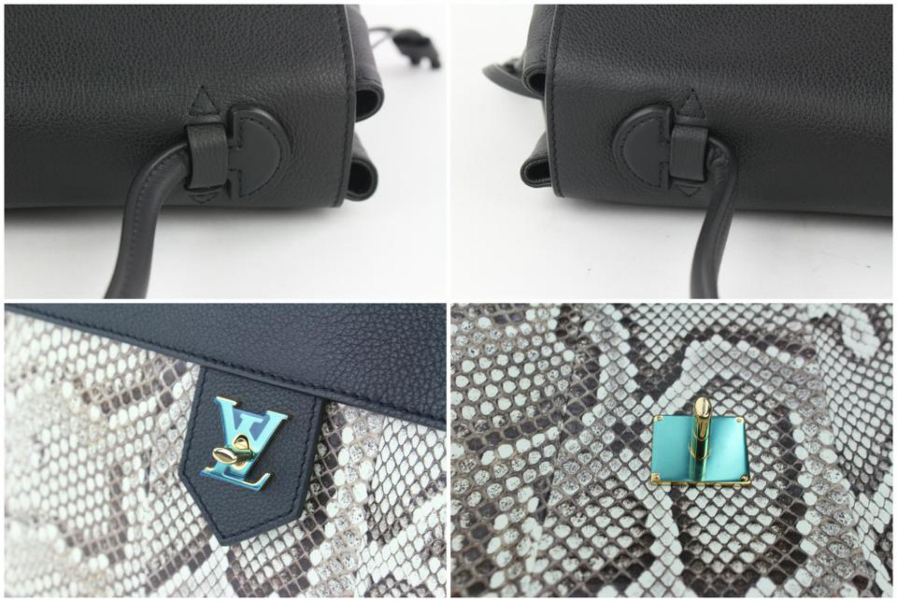 Louis Vuitton And Lockme Mm 1lz1023 Black Python Skin Leather Satchel For Sale 1
