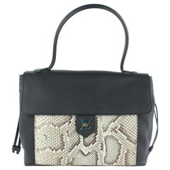 Louis Vuitton And Lockme Mm 1lz1023 Black Python Skin Leather Satchel