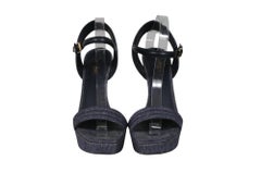 Louis Vuitton Ankle Strap Platform Sandals US 11 IT 41 Blue Denim Jean Leather