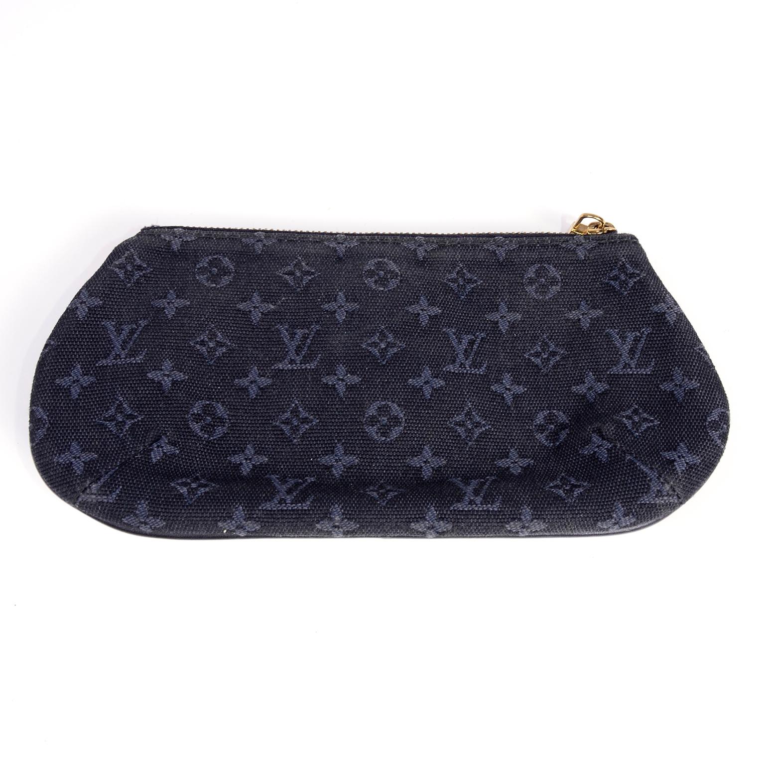 Women's or Men's Louis Vuitton Anne Sophie Small Denim Blue Canvas & Leather Monogram Pouch Bag