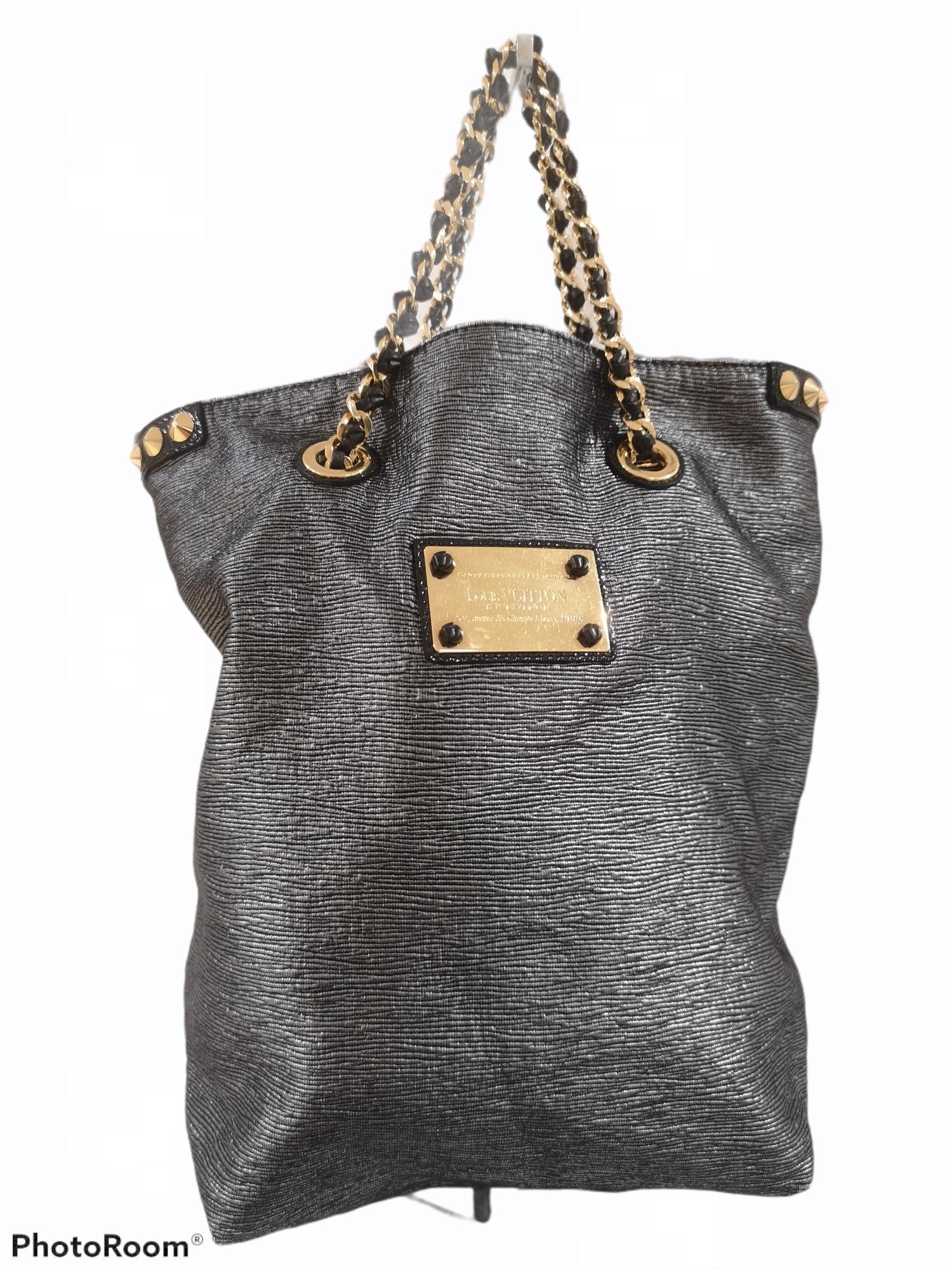 Women's or Men's Louis Vuitton Anthracite gold studs shoulder handle bag For Sale