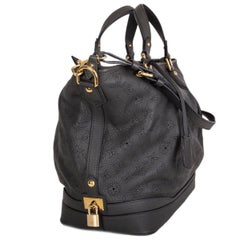 LOUIS VUITTON Anthracite grey leather Monogram MAHINA STELLAR GM Shoulder Bag