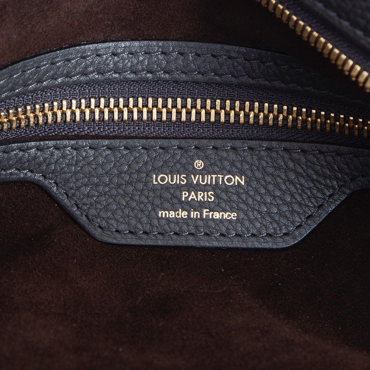 Women's LOUIS VUITTON Anthracite grey leather Monogram MAHINA STELLAR GM Shoulder Bag