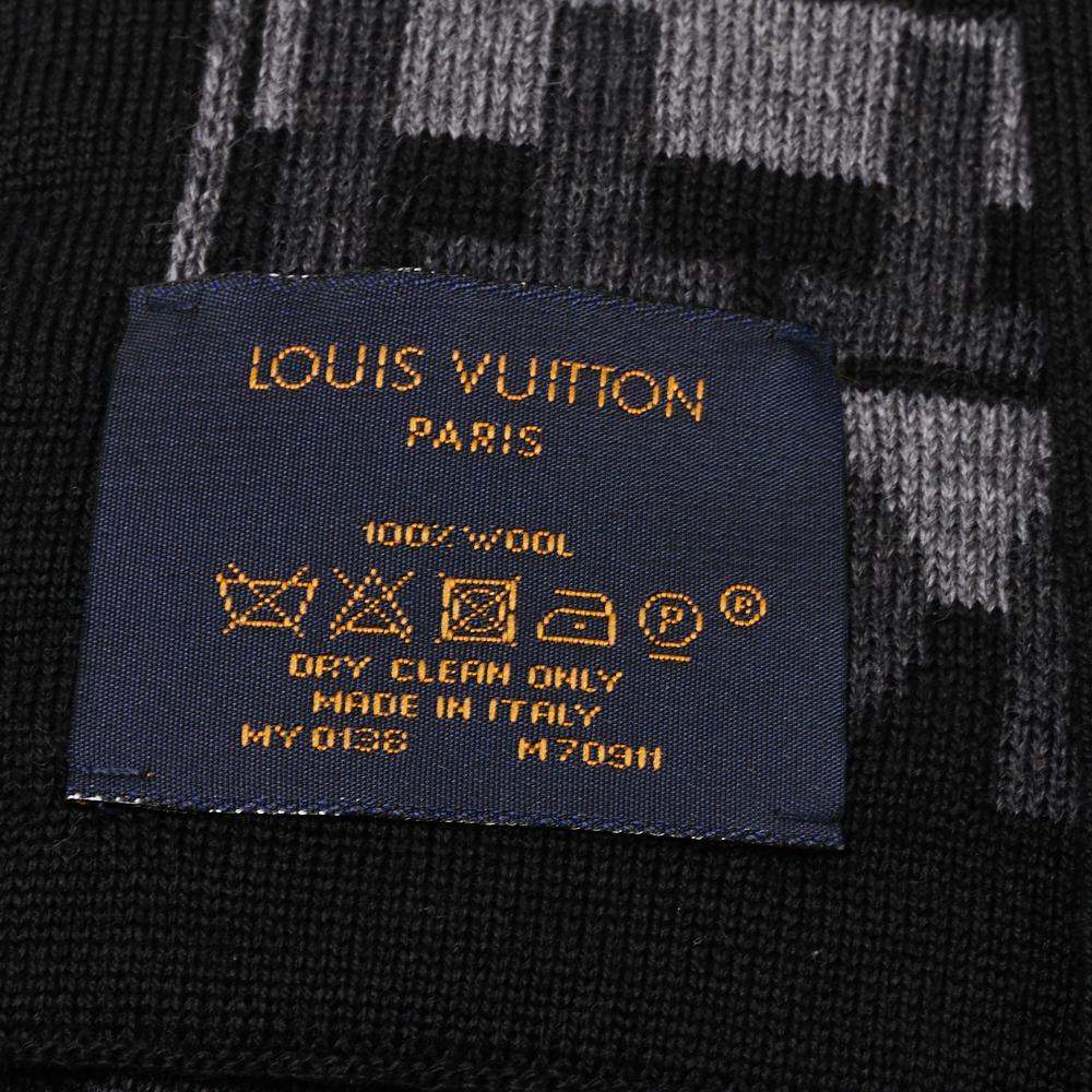 Black Louis Vuitton Anthracite Logo Monogram Split Scarf