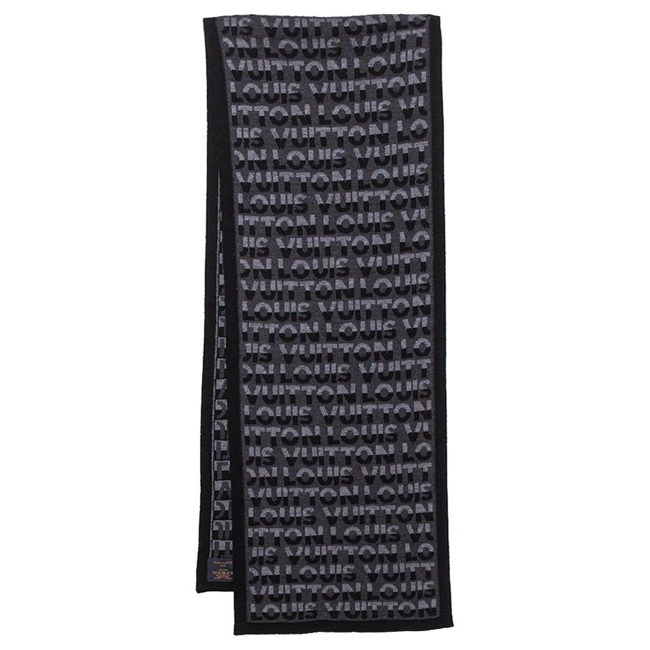 Louis Vuitton Anthracite Logo Monogram Split Scarf