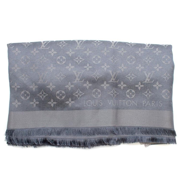 Louis Vuitton Anthracite Monogram Shine Shawl at 1stDibs  louis vuitton  white shawl, baby blue louis vuitton scarf, light blue louis vuitton scarf