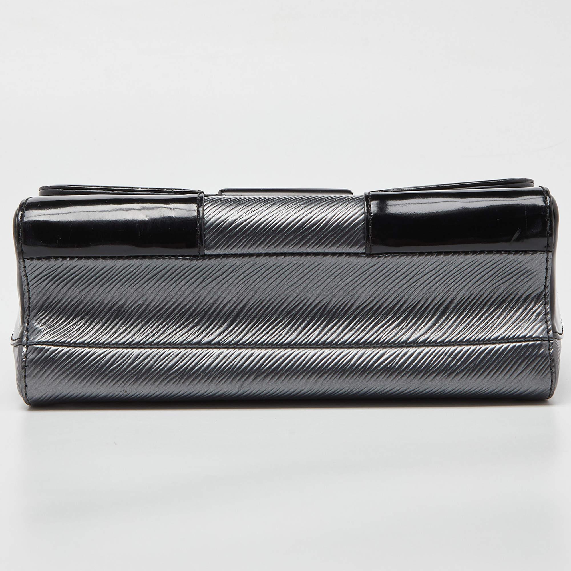 Louis Vuitton Anthracite Nacre/Black Epi Leather Twist MM Bag In Good Condition In Dubai, Al Qouz 2
