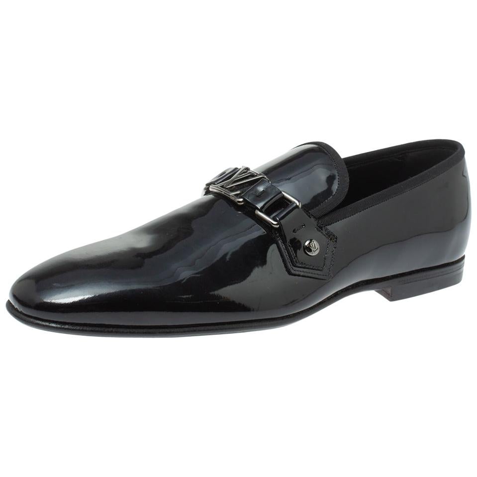 Louis Vuitton Anthracite Patent Leather Glass Dome Loafers Size 41.5