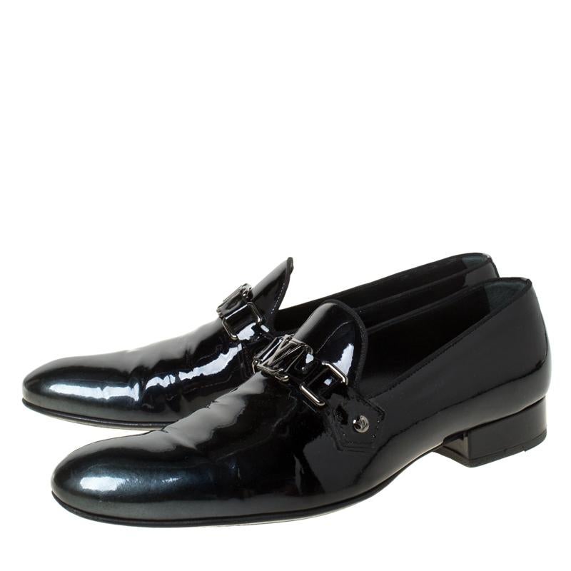 Louis Vuitton Anthracite Patent Leather Glass Dome Loafers Size 42.5 1