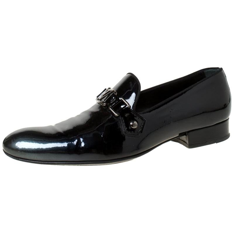 Louis Vuitton Anthracite Patent Leather Glass Dome Loafers Size 42.5