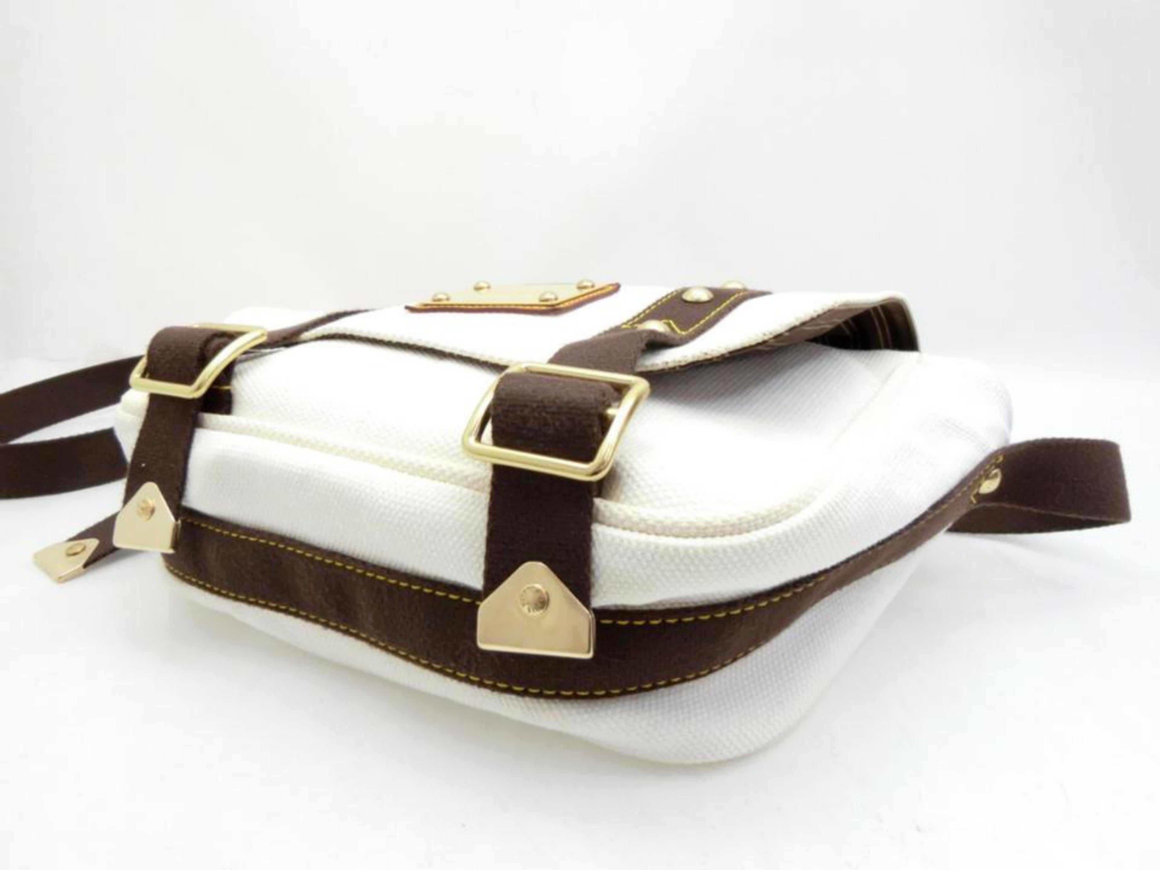Louis Vuitton Antigua Besace Pm Messenger 231474 White Canvas Shoulder Bag For Sale 7