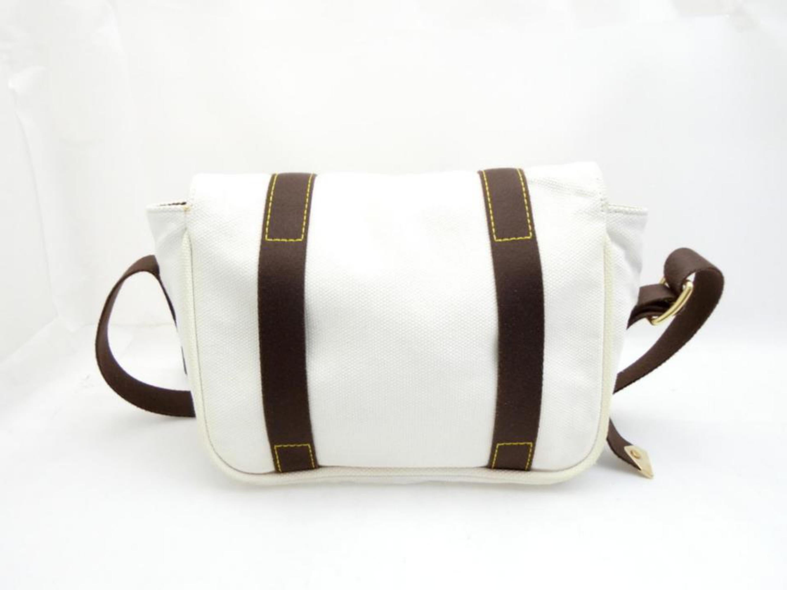 Louis Vuitton Antigua Besace Pm Messenger 231474 White Canvas Shoulder Bag For Sale 8