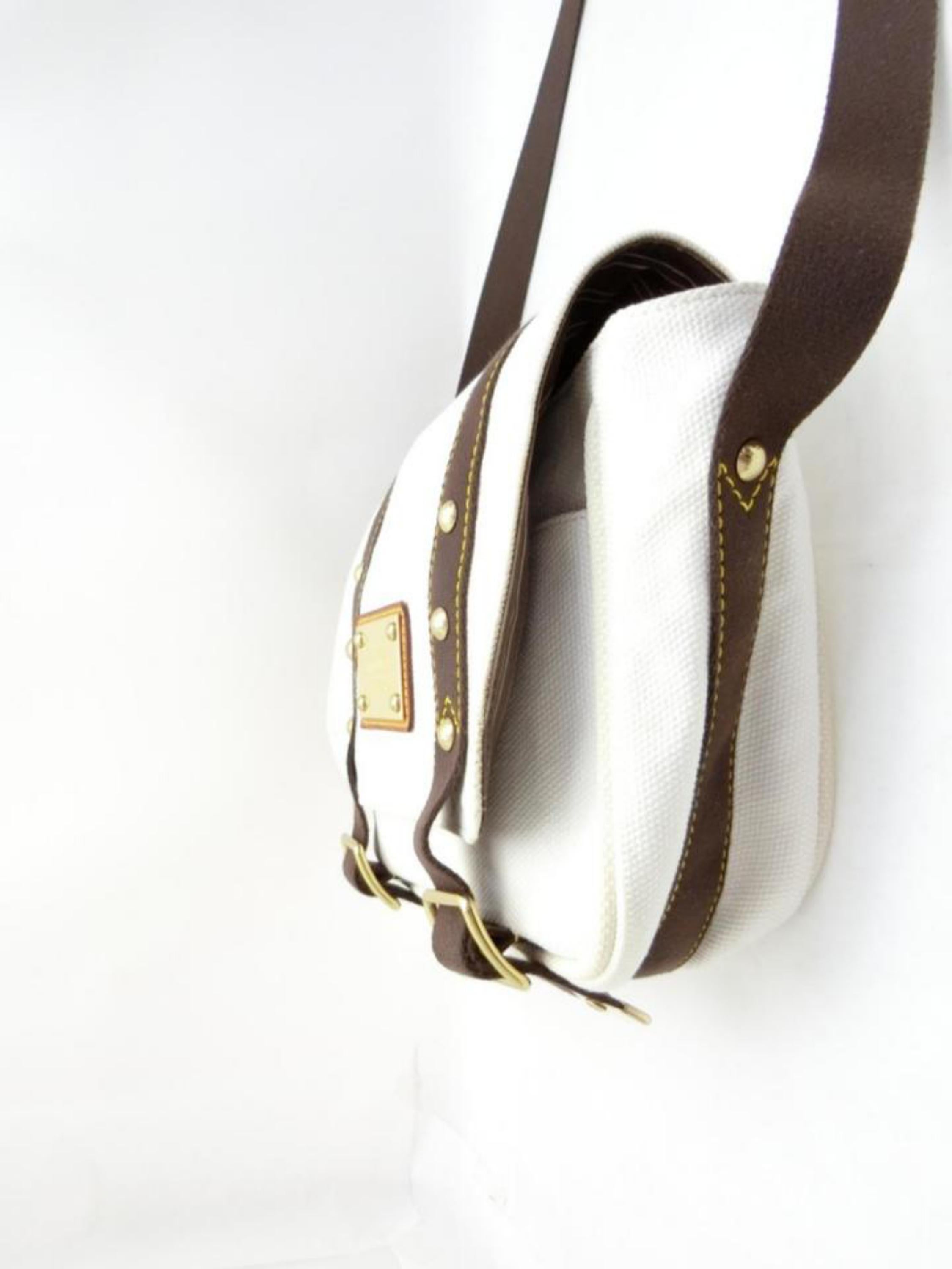 Louis Vuitton Antigua Besace Pm Messenger 231474 White Canvas Shoulder Bag For Sale 3