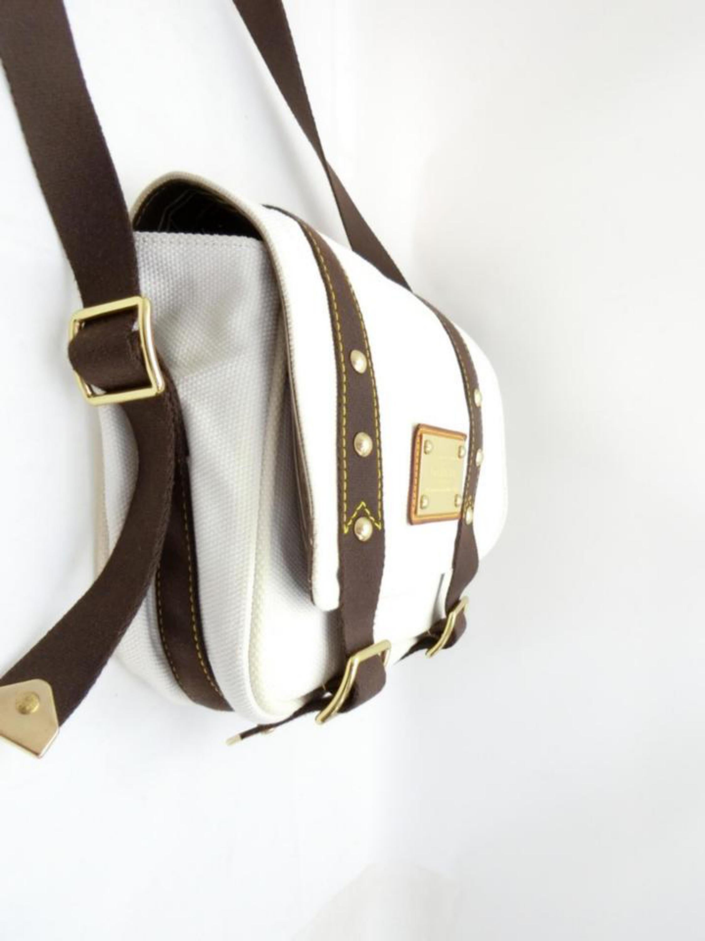 Louis Vuitton Antigua Besace Pm Messenger 231474 White Canvas Shoulder Bag For Sale 4