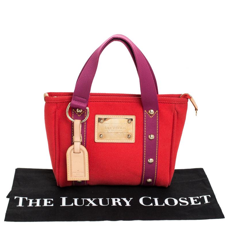 Louis Vuitton Antigua Cabas Red Canvas Shoulder Bag PM 7