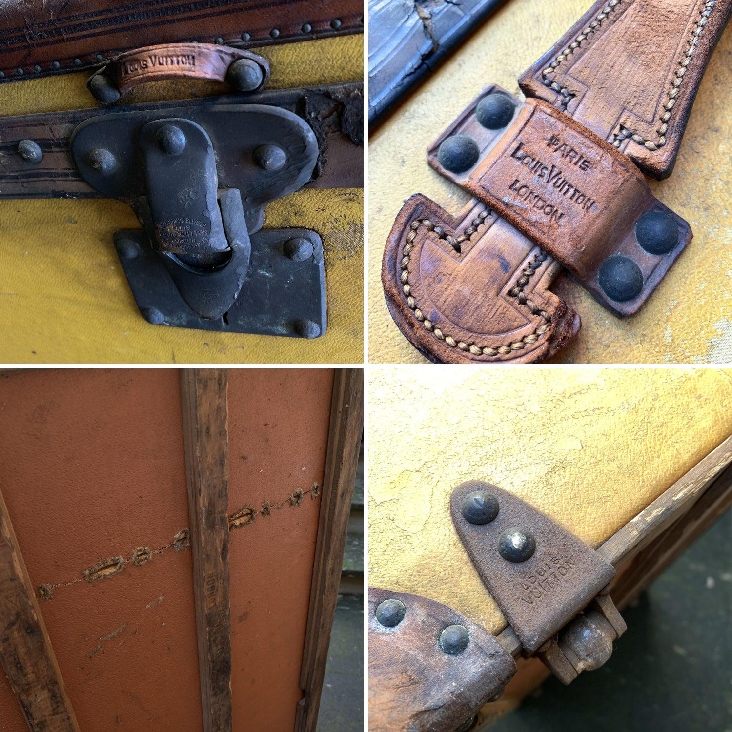 Louis Vuitton Antique Orange Yellow Vuittonite Cabin Steamer Trunk In Good Condition In Rome, Rome