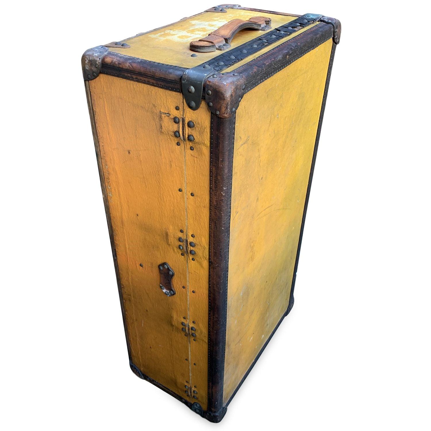 Louis Vuitton Antique Vintage Yellow Vuittonite Cabin Steamer Trunk For Sale 3