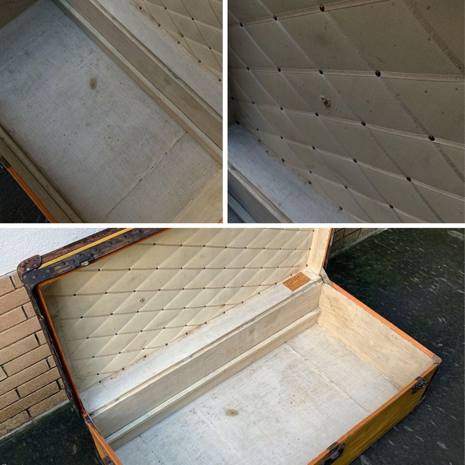 Louis Vuitton Antique Vintage Yellow Vuittonite Cabin Steamer Trunk For Sale 5