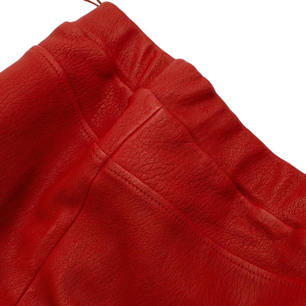 Louis Vuitton Apple Red Leather High-Waisted Trousers - Size US 4 For Sale 1