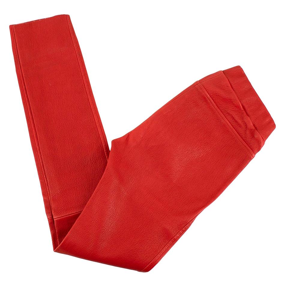 Louis Vuitton Apple Red Leather High-Waisted Trousers - Size US 4 For Sale