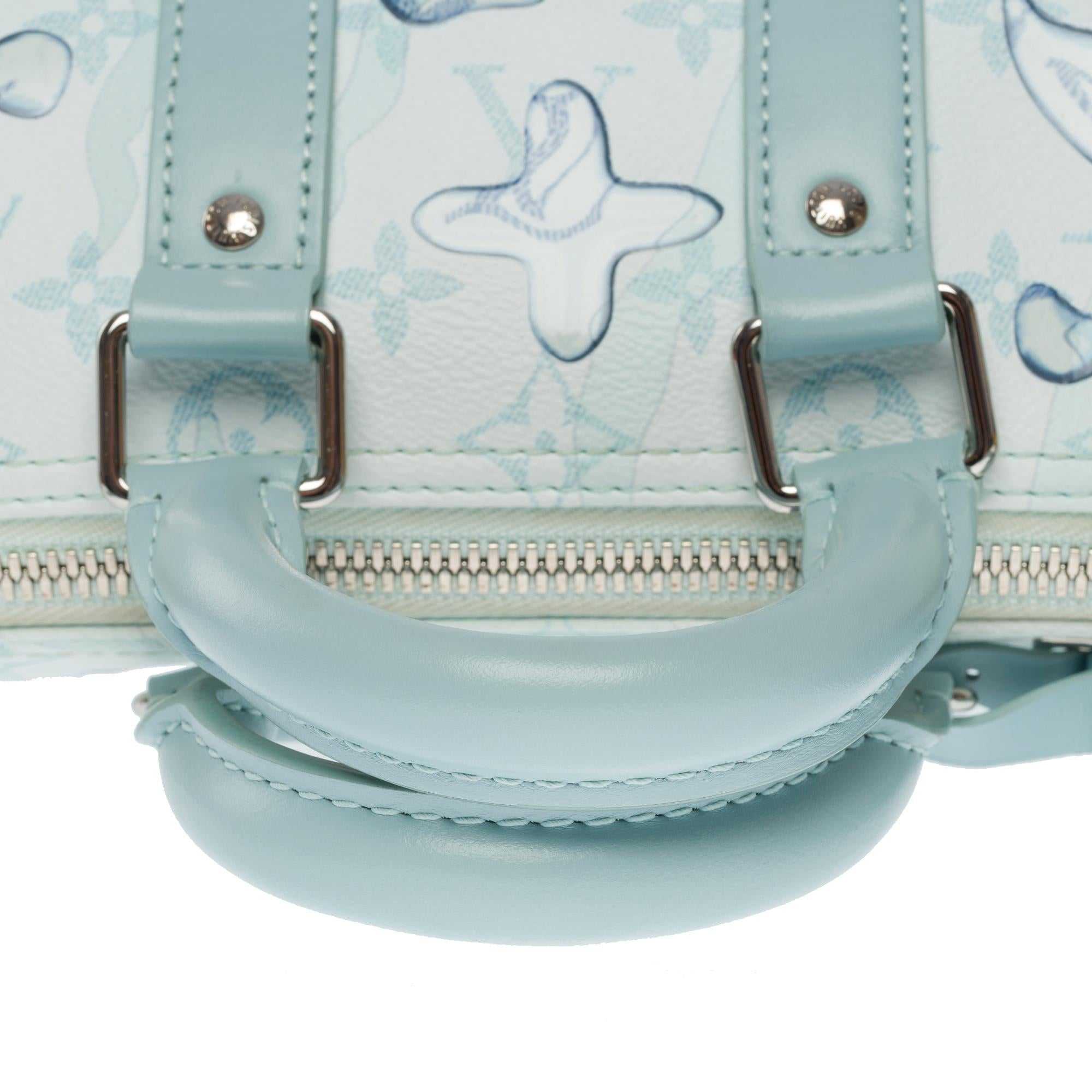Louis Vuitton AquaGarden keepall 25 Armband in Kristallblau mit Monogramm aus Segeltuch, SHW im Angebot 4