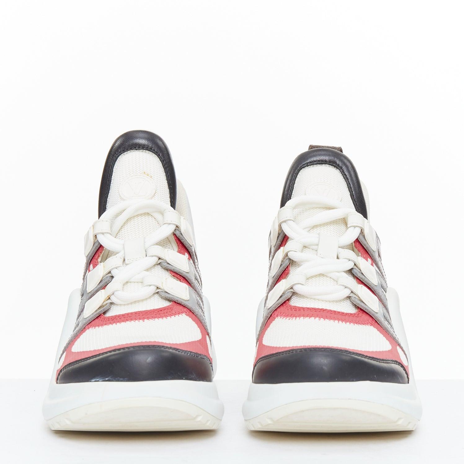 Gris LOUIS VUITTON Archlight pink white leather mesh architectural sneakers EU37 en vente