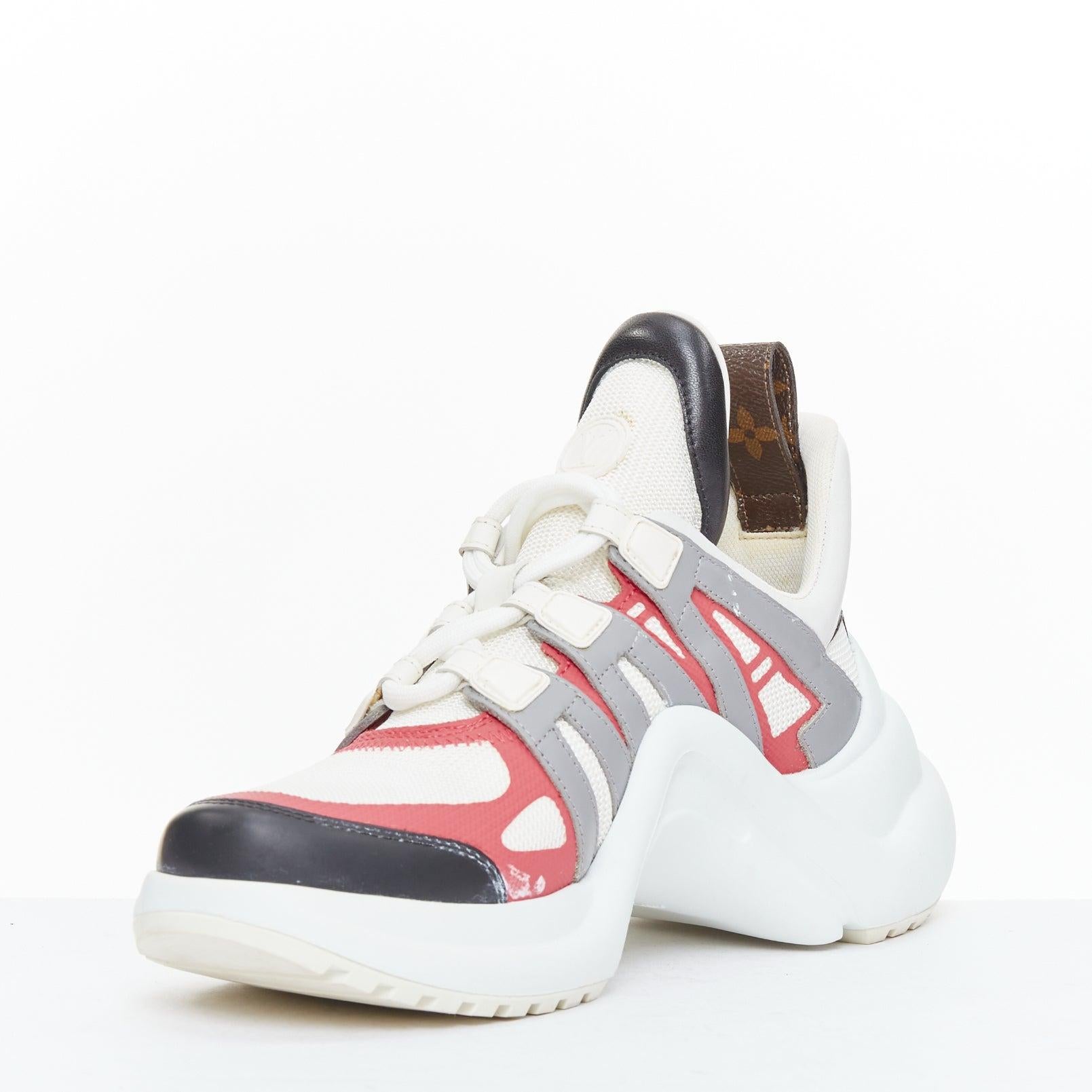 LOUIS VUITTON Archlight pink white leather mesh architectural sneakers EU37 Bon état - En vente à Hong Kong, NT