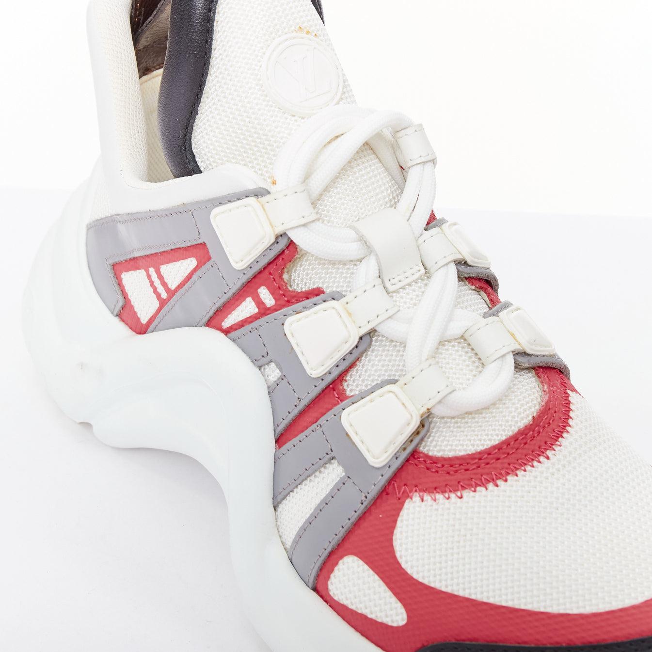LOUIS VUITTON Archlight pink white leather mesh architectural sneakers EU37 en vente 2