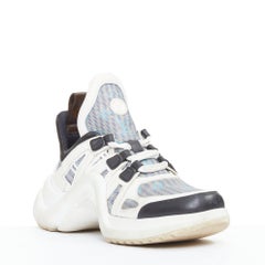 LOUIS VUITTON Archlight white leather black blue monogram chunky sneakers EU39