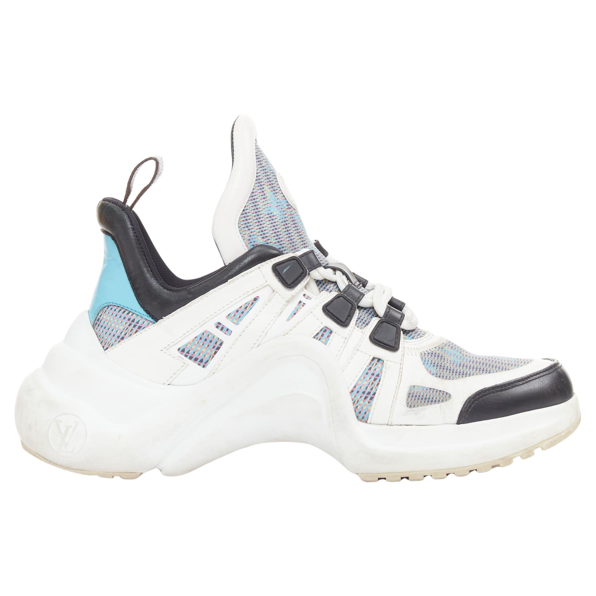 LOUIS VUITTON Archlight white leather black blue monogram chunky sneakers EU39 in vendita