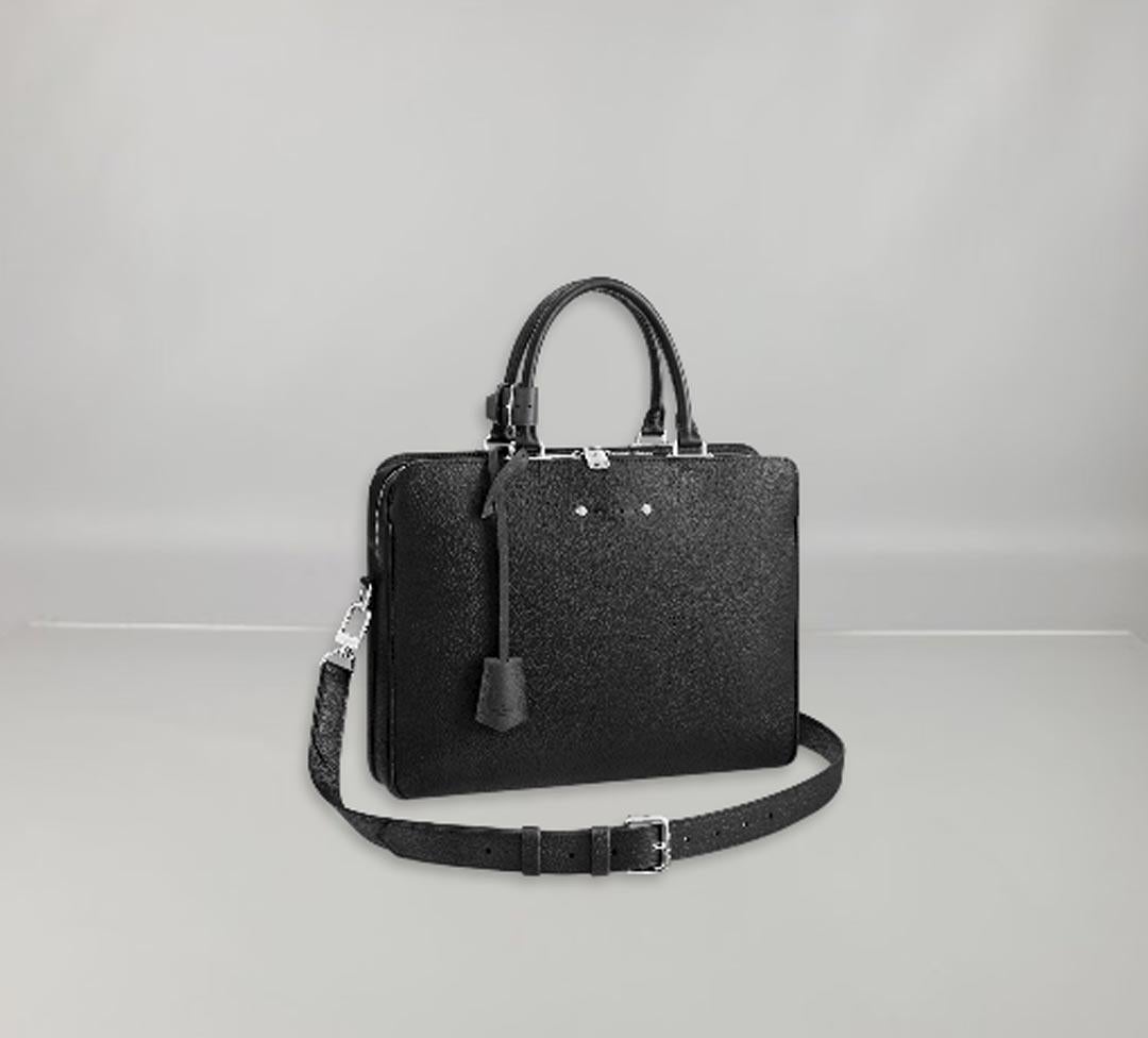 Louis Vuitton Armand Briefcase Taurillon leather Black For Sale at 1stDibs