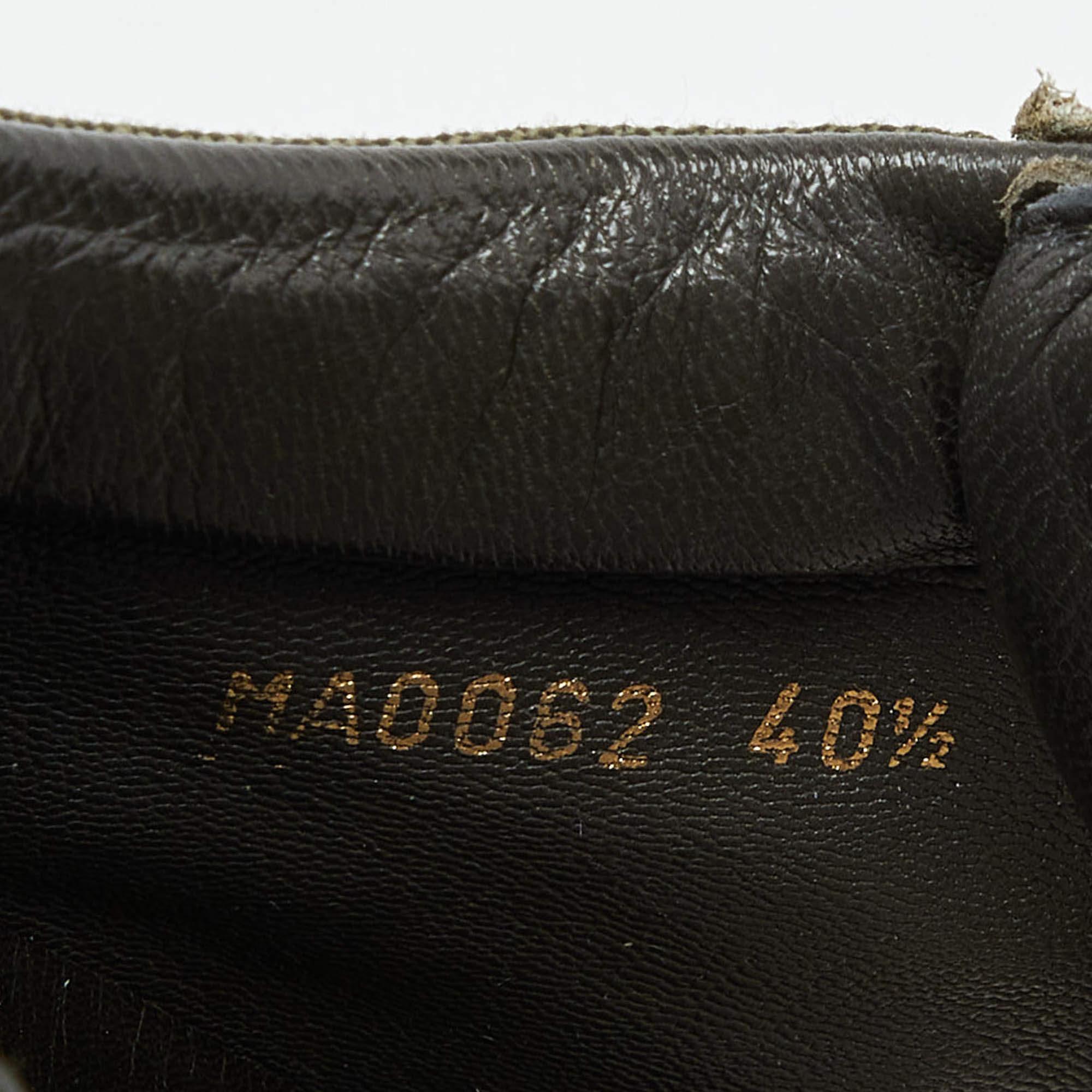 Women's Louis Vuitton Army Green Leather and Monogram Canvas Mini Lin Sneakers Size 40.5