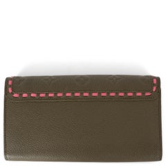LOUIS VUITTON army green Monogram Emrpeinte leather SARAH STITCH Wallet