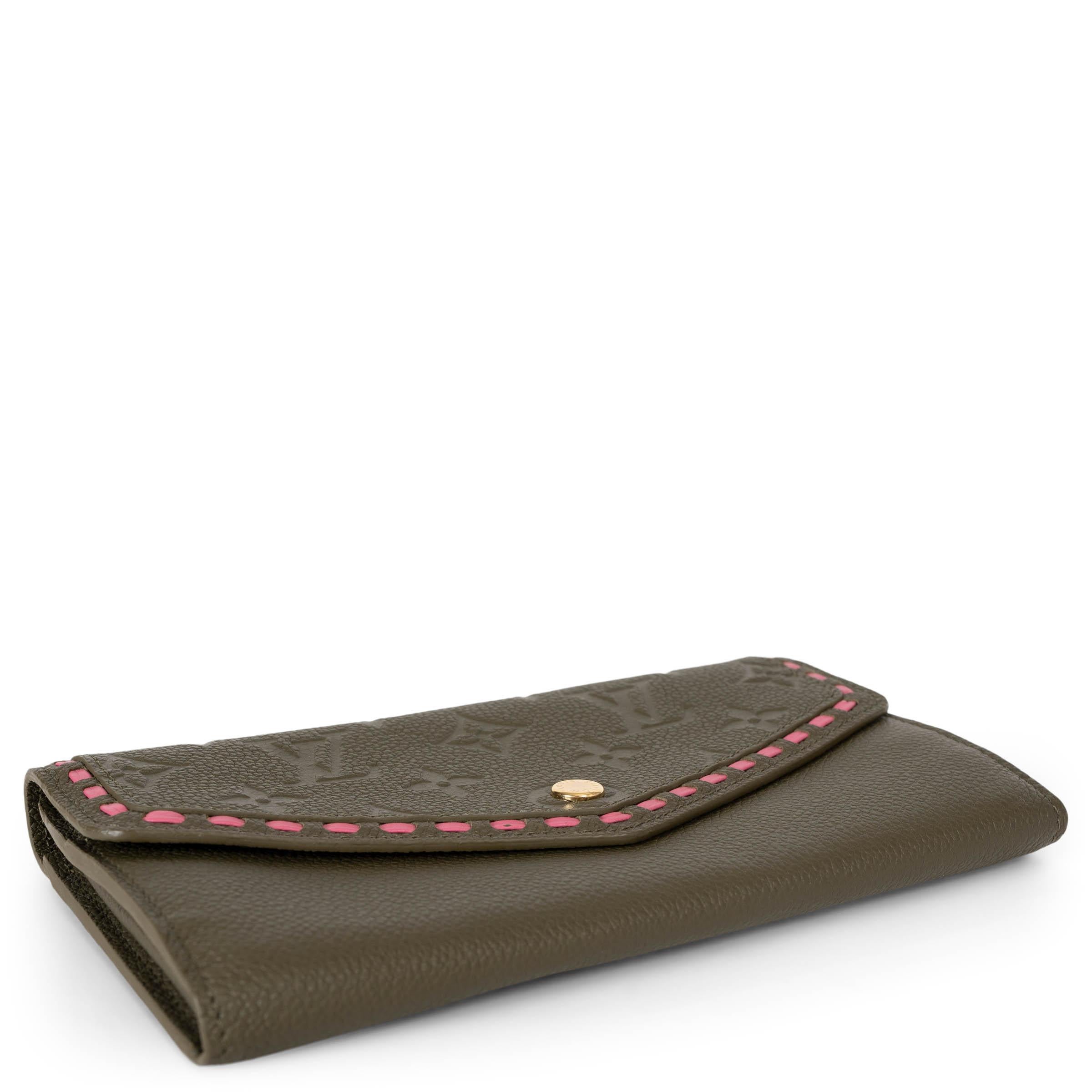 Black LOUIS VUITTON army green Monogram Emrpeinte leather SARAH STITCH Wallet For Sale