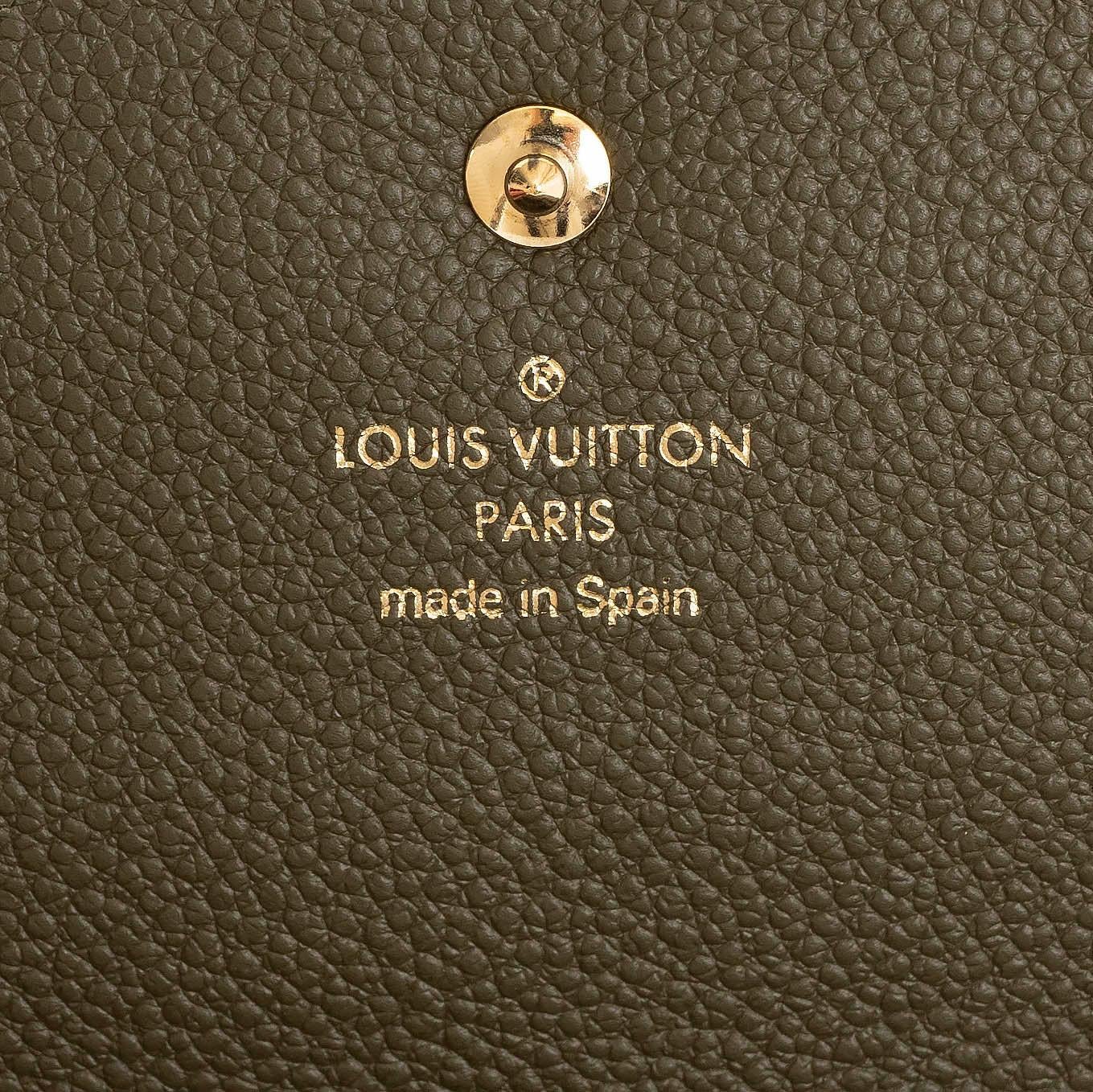 LOUIS VUITTON army green Monogram Emrpeinte leather SARAH STITCH Wallet For Sale 2