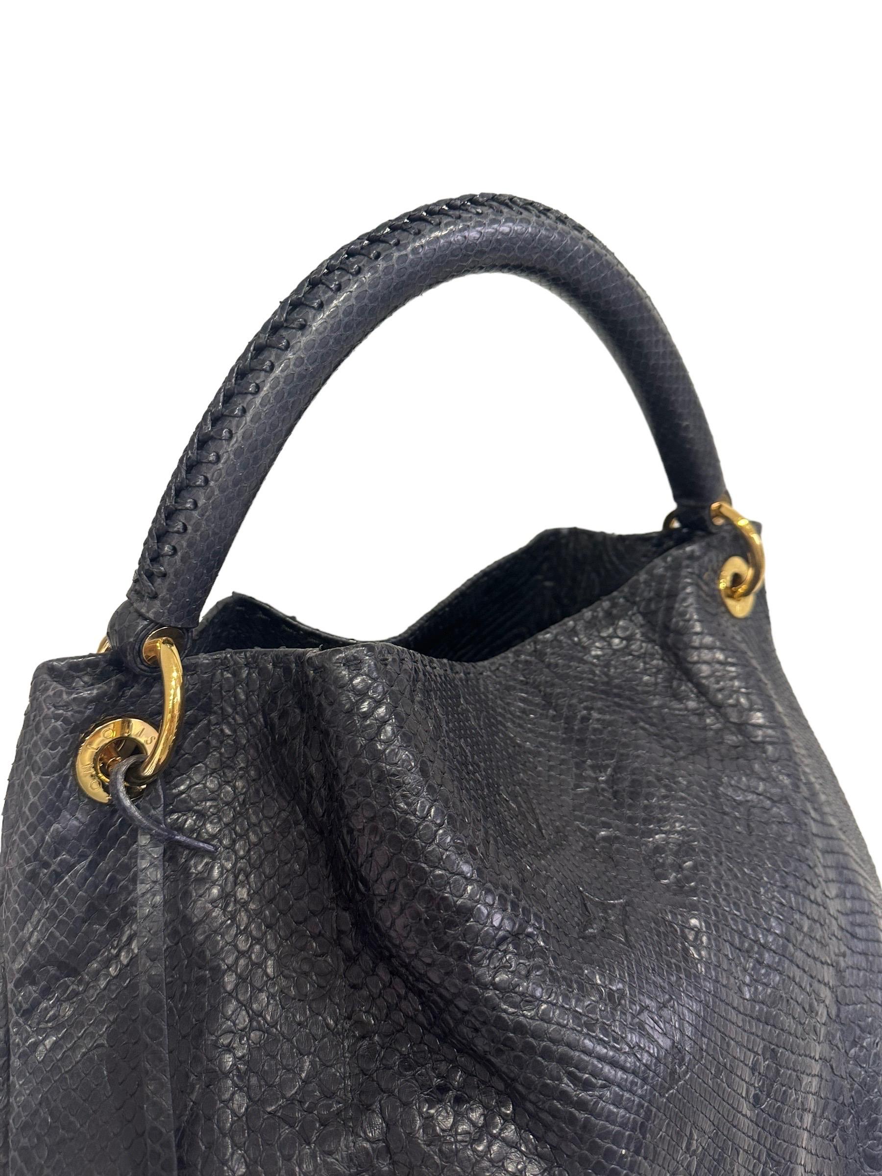 Black Louis Vuitton Artsy GM Blu Leather Top Handle Bag