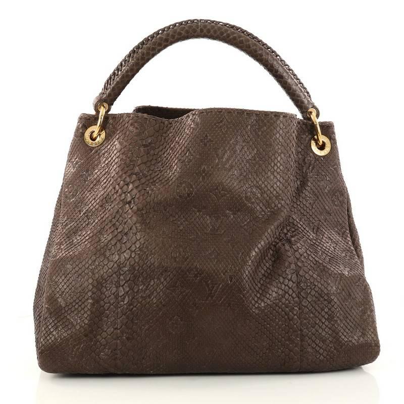 Black Louis Vuitton Artsy Handbag Monogram Embossed Python MM 