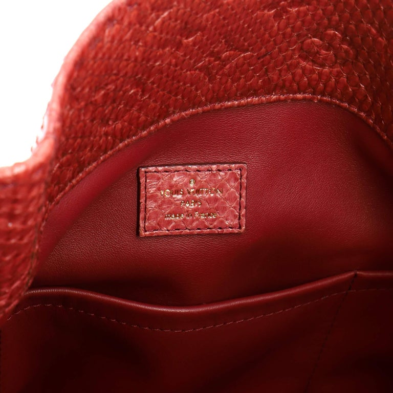 Louis Vuitton Artsy Handbag Monogram Embossed Python mm Red