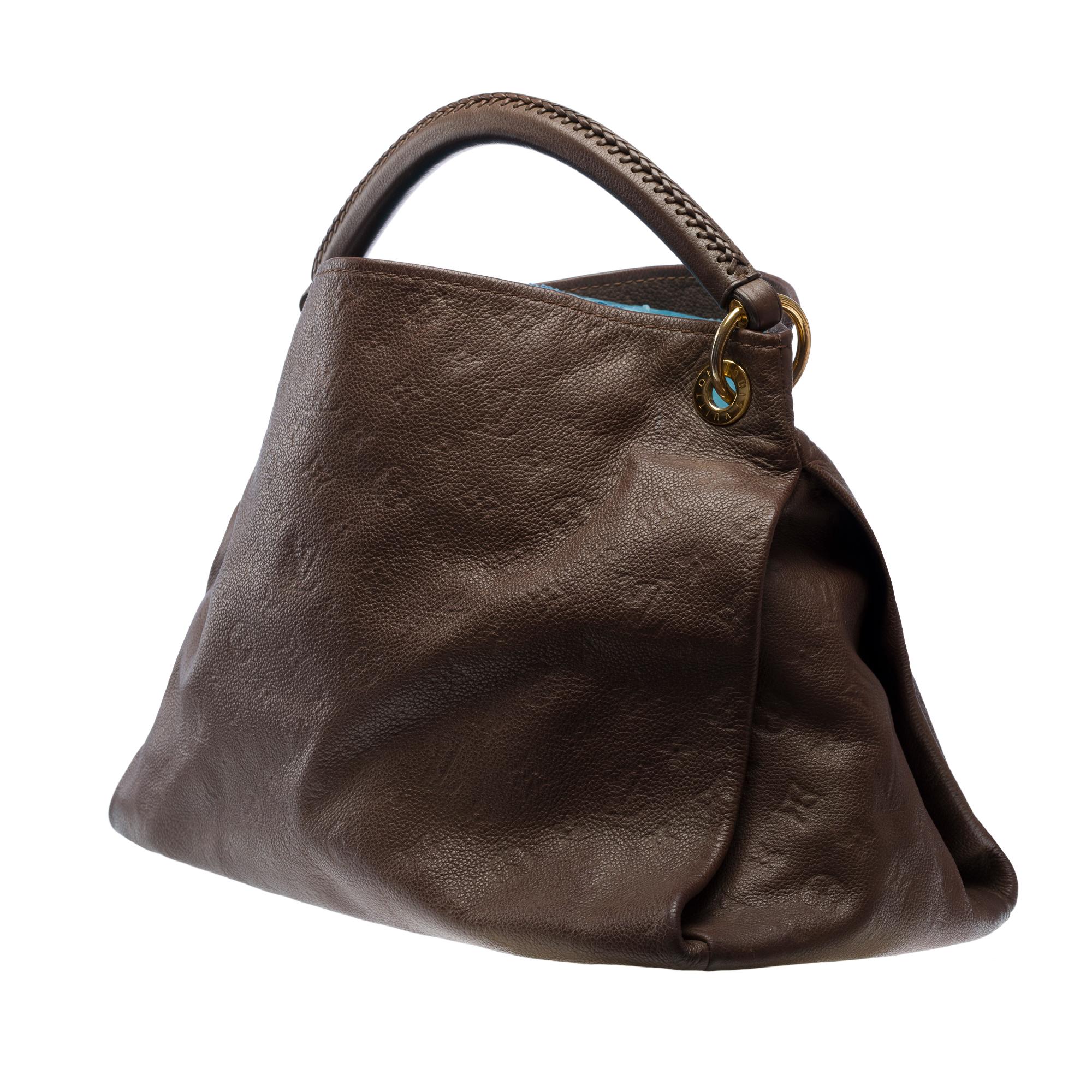 Women's Louis Vuitton Artsy MM Hobo bag in brown monogram embossed calfskin leather, GHW