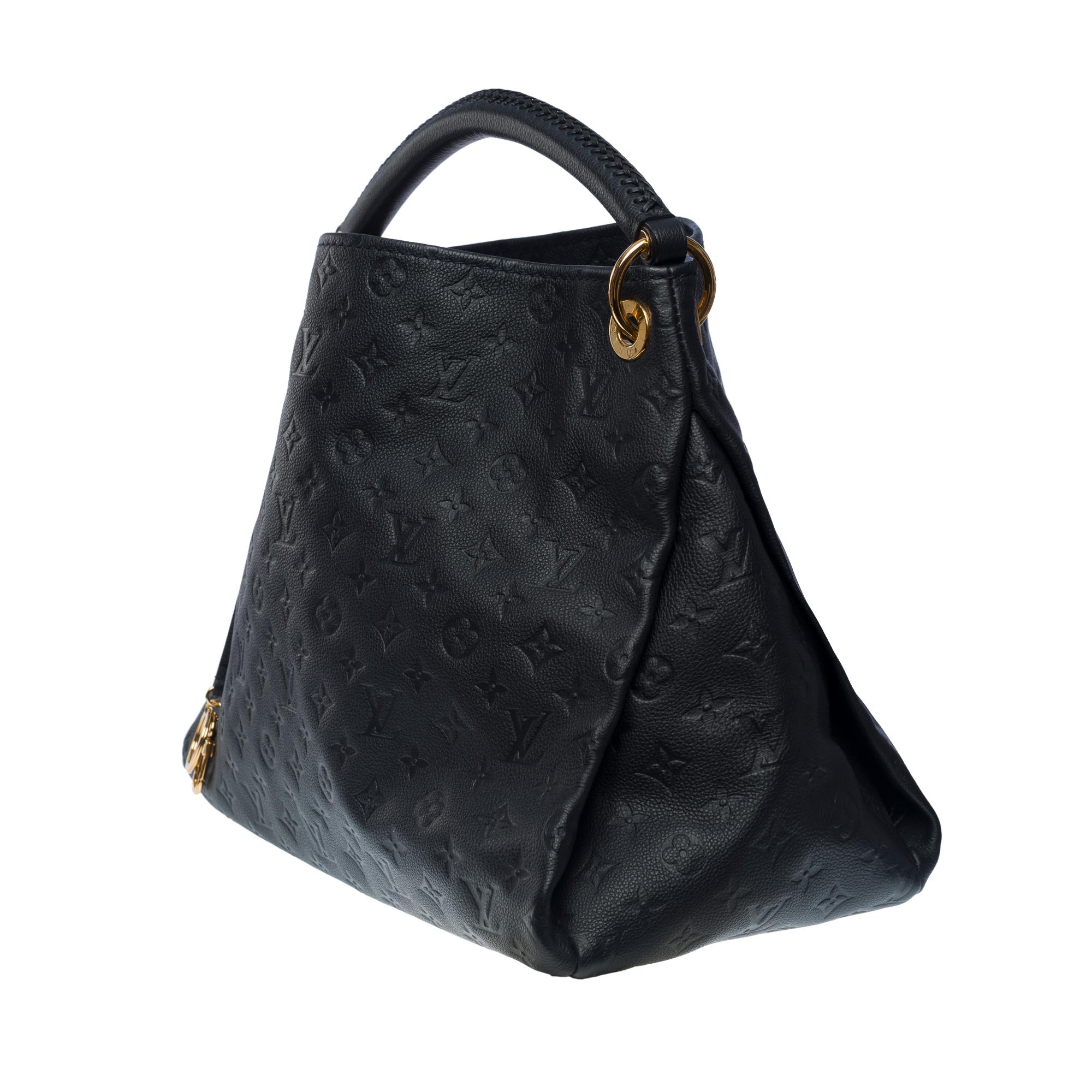 Black Louis Vuitton Artsy MM Hobo bag in dark blue monogram calfskin leather, GHW
