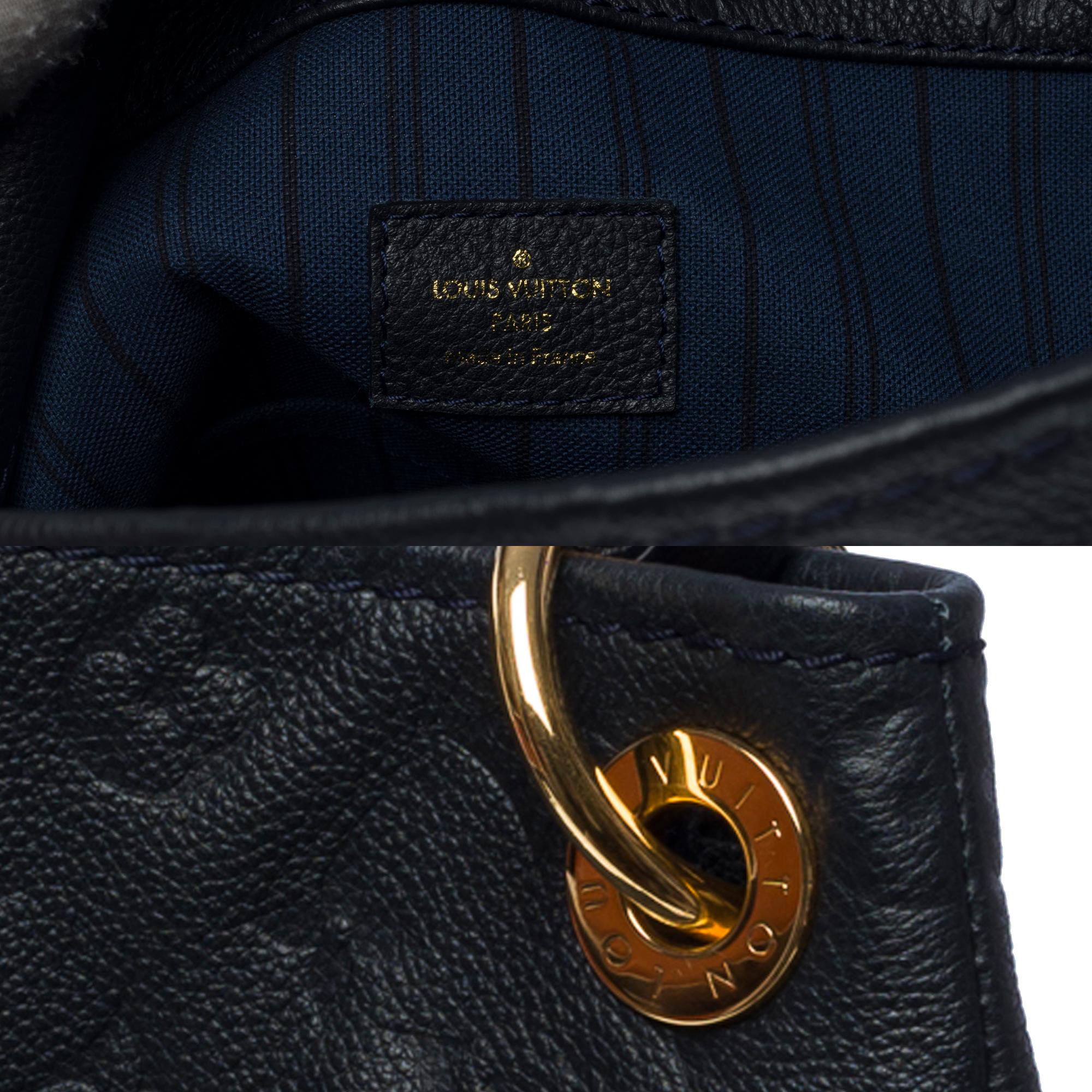Louis Vuitton Artsy MM Hobo-Tasche aus dunkelblauem Kalbsleder mit Monogramm, GHW Damen