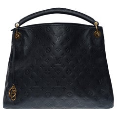 Sac Hobo Louis Vuitton Artsy MM en cuir de veau bleu foncé avec monogramme, GHW