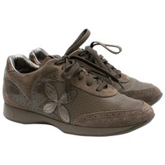 Louis Vuitton ash lace up suede & leather sneakers	SIZE 37