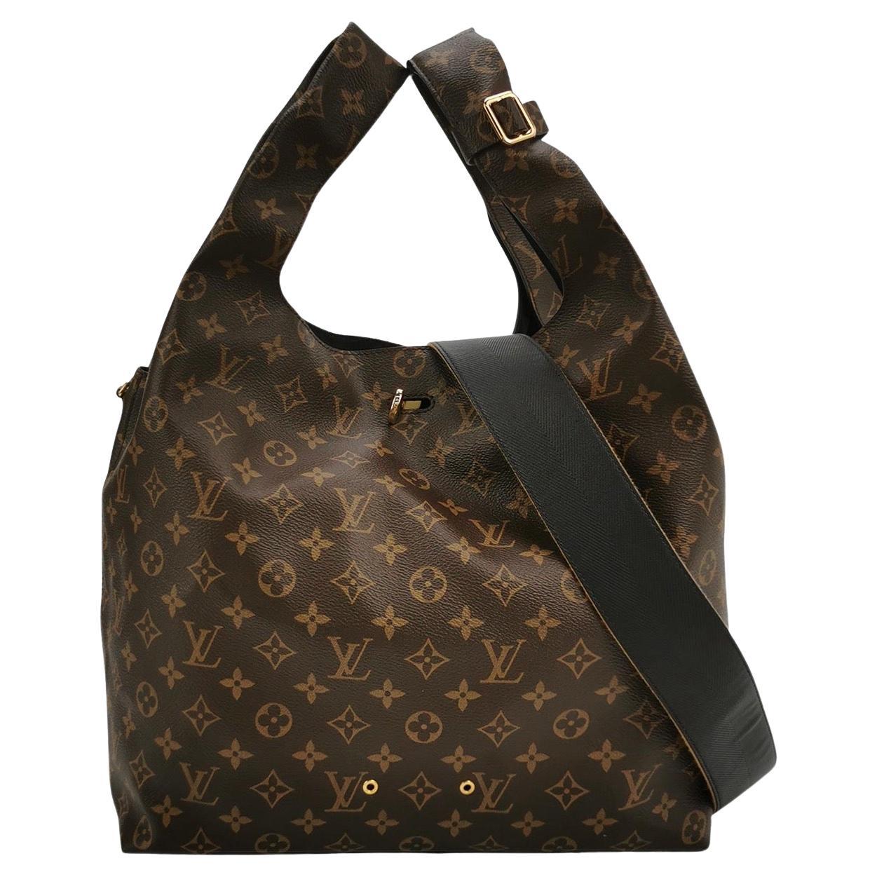 Louis Vuitton Atlantis Large Brown Monogram Canvas Bucket Bag with Strap