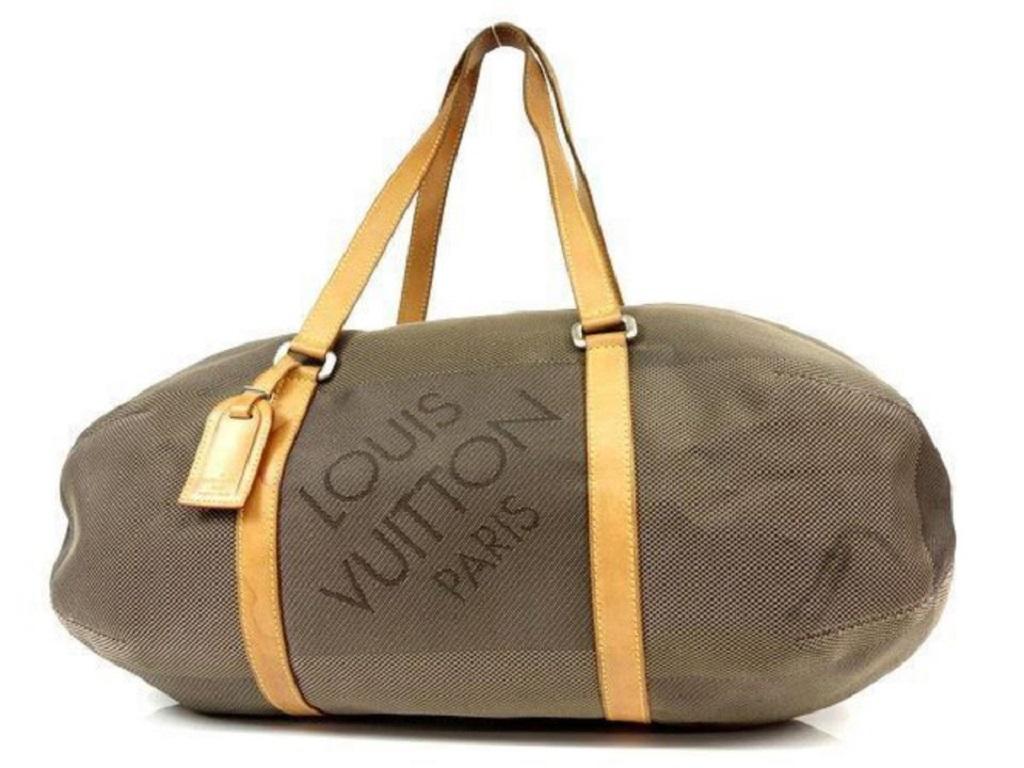 Louis Vuitton Attaquant Duffle Khaki Terre Damier Geant Boston 232363 Brown  For Sale at 1stDibs