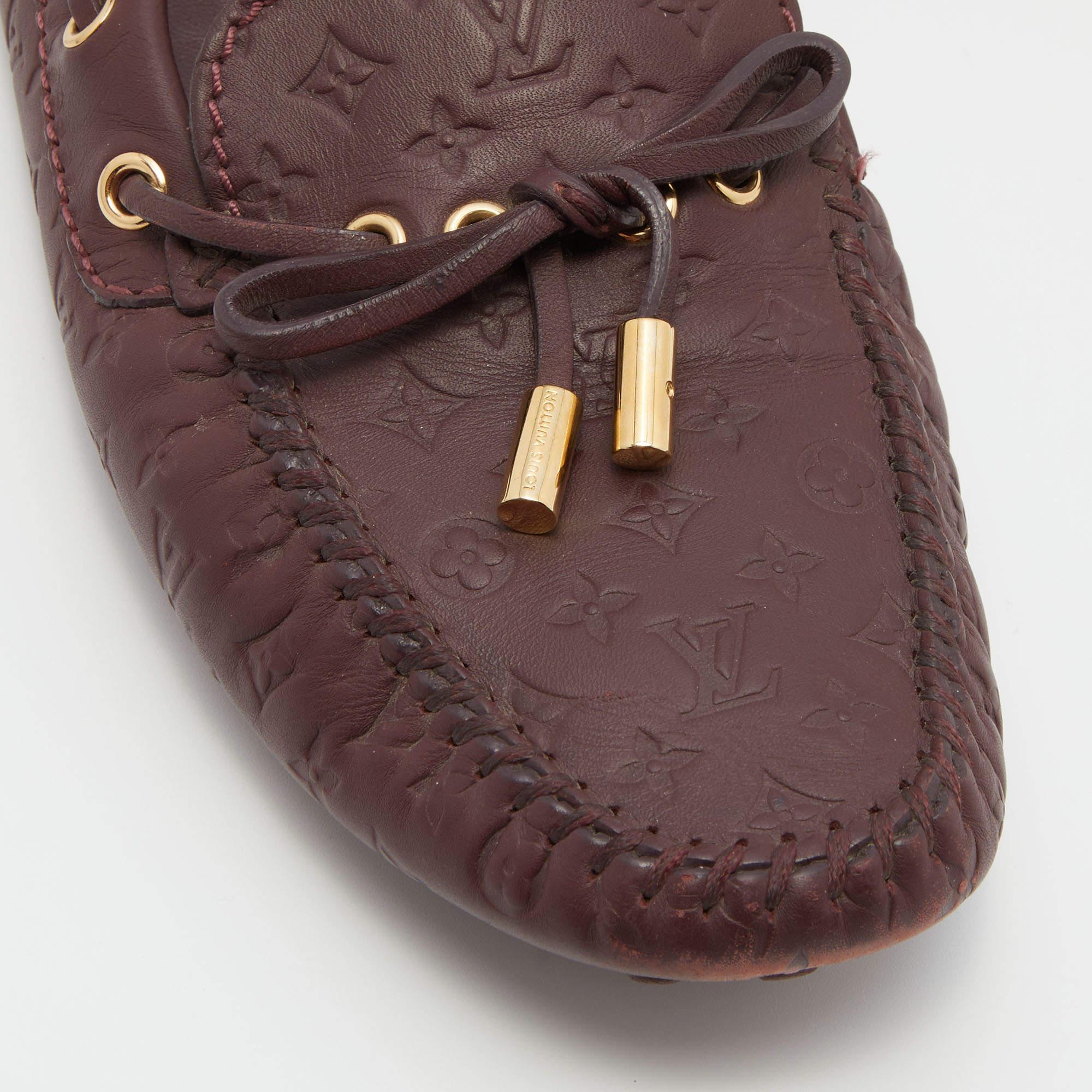 Louis Vuitton Aube Monogram Empreinte Leather Gloria Flat Loafers Size 38 2