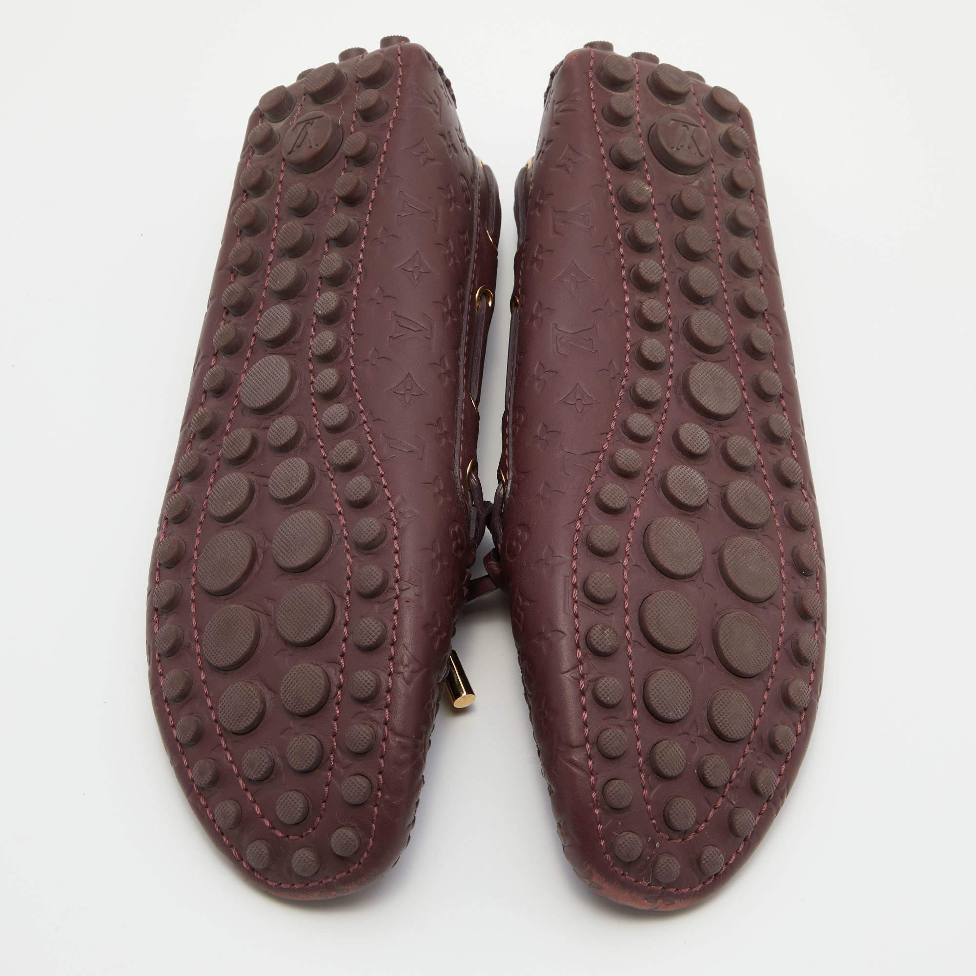 Louis Vuitton Aube Monogram Empreinte Leather Gloria Flat Loafers Size 38 4