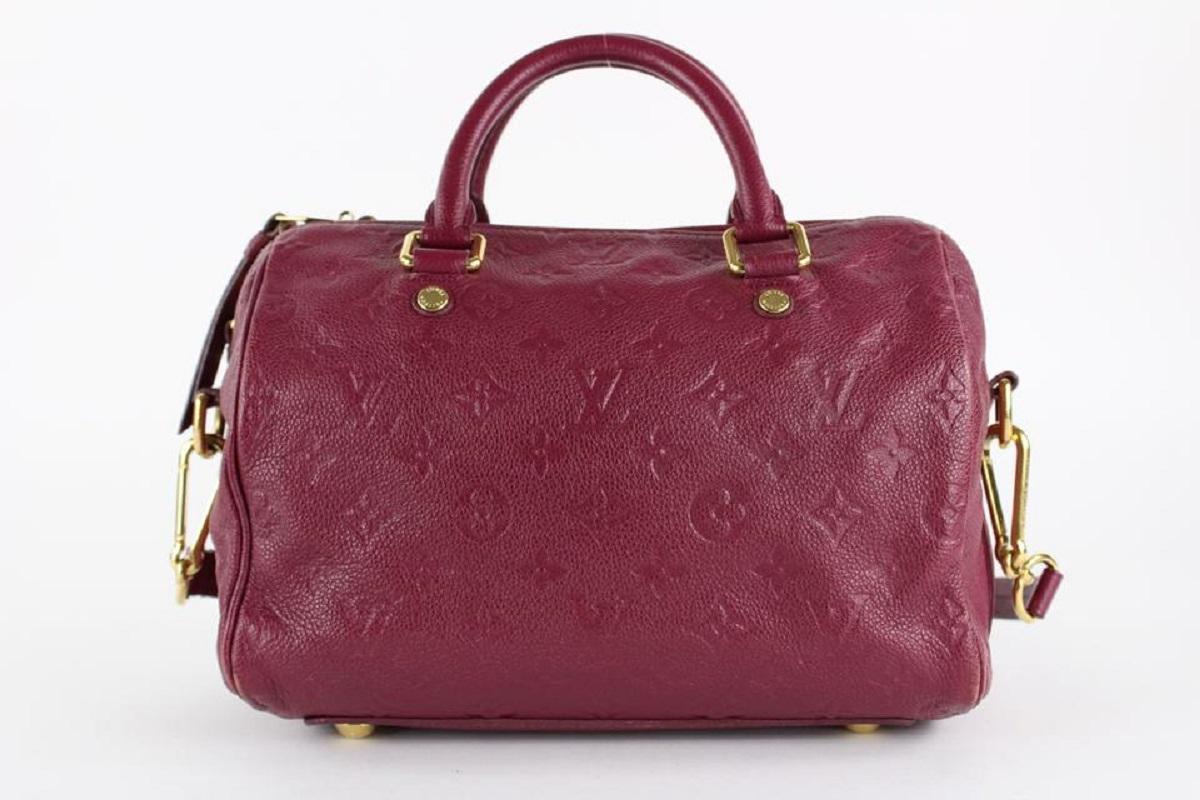 Louis Vuitton Aurore Empreinte Leather Speedy Bandouliere 25 Bag with Strap In Good Condition For Sale In Dix hills, NY
